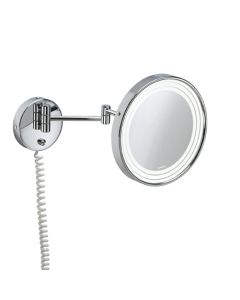 Pom Dor 90.82.51.002 Round Wall Mounted Two-Arm LED Lighted Magnifying Makeup Mirror, 3x Magnification