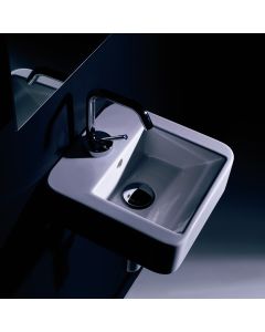 Quadro 3407 Small Square Ceramic Vessel or Wall Mounted Bathroom Sink, 11.8"