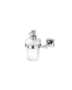 Quadro A16120 Wall Mounted Frosted Glass Soap Dispenser with Polished Chrome Holder and Pump