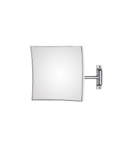Quadrolo 63/1 Square Wall Mounted One-Arm Magnifying Makeup Mirror in Polished Chrome, 3x Magnification