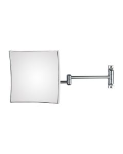Quadrolo 63/2 Square Wall Mounted Two-Arm Magnifying Makeup Mirror in Polished Chrome, 3x Magnification