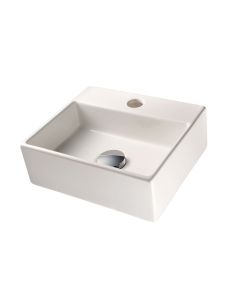 Quarelo 53706 Small Rectangular Ceramic Vessel or Wall Mounted Bathroom Sink in Glossy White, 13.0"