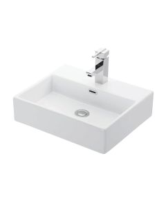 Quattro 50 Rectangular Ceramic Vessel or Wall Mounted Bathroom Sink, 19.5"