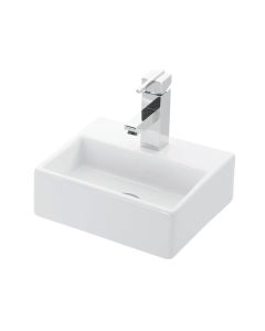 Quattro 30 Small Rectangular Ceramic Vessel or Wall Mounted Bathroom Sink, 13.0"