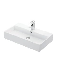 Quattro 70 Rectangular Ceramic Vessel or Wall Mounted Bathroom Sink, 27.6"