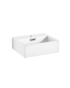 Quarelo 53708 Rectangular Ceramic Vessel or Wall Mounted Bathroom Sink in Glossy White, 16.5"
