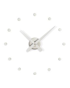 Ron Mini L Wall Clock, Polished Stainless Steel, Lacquered Walnut