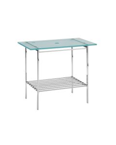 Rela 66511 Freestanding Bathroom Vanity in Polished Chrome, Includes Glass Top, 28.0"