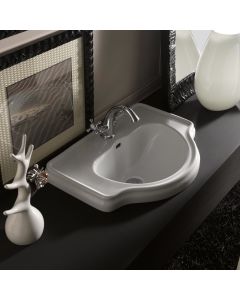Retro 1030 Classical Ceramic Drop-in Bathroom Sink in Glossy White, 24.4"