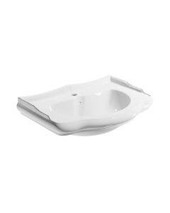 Retro 1047 Vintage Ceramic Wall Mounted Bathroom Sink in Glossy White, 28.7"
