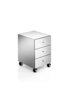 Runner 5436 Rolling Bathroom Floor Drawer Unit in Polished Stainless Steel, Three Drawers