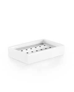 Saon 4032 Freestanding Rectangular Ceramic Soap Dish with Polished Chrome Grid