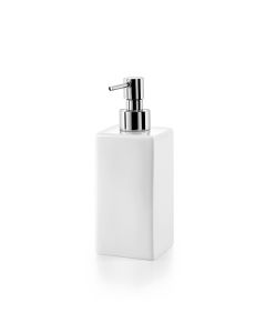 Saon 4033 Freestanding White Ceramic Soap Dispenser, Polished Chrome Pump