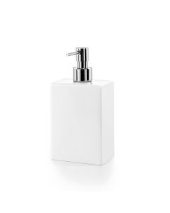 Saon 4034 Freestanding Ceramic White Soap Dispenser, Polished Chrome Pump