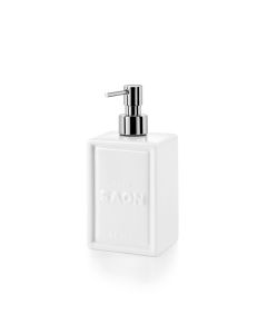 Saon 4041 Freestanding Ceramic White Soap Dispenser, Polished Chrome Pump