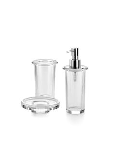 Saon 5500.80 Clear Glass Bathroom Accessory Set in Clear Glass, Includes Tumbler, Soap Dish and Soap Dispenser