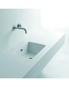 Sink 50 Rectangular Ceramic Undermount Bathroom Sink in Glossy White, 19.7"