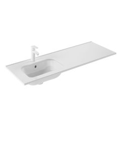 Slim 120L Rectangular Ceramic Drop-in Bathroom Sink in Glossy White, 48.0"