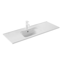 Slim 120 Rectangular Ceramic Drop-in Bathroom Sink in Glossy White, 48.0"