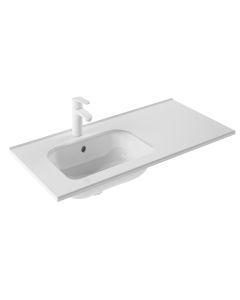 Slim 90 Rectangular Ceramic Drop-in Bathroom Sink in Glossy White, 36.0"