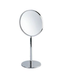 Smile 312 Round Freestanding Double Sided Magnifying Makeup Mirror in Polished Chrome, 4x/1x Magnification