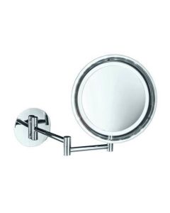 Smile 716 Round Wall Mounted LED Lighted Magnifying Mirror in Polished Chrome, Battery Operated, 5x Magnification