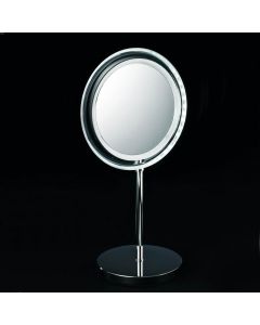 Smile 302 Round Freestanding LED Lighted Magnifying Mirror in Polished Chrome, 5x Magnification