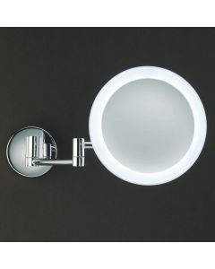 Smile 304 Round Wall Mounted Two-Arm LED Lighted Magnifying Makeup Mirror in Polished Chrome