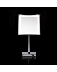 Smile 830 Square Freestanding LED Lighted Magnifying Mirror in Polished Chrome, Battery Operated, 5x Magnification