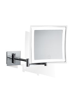 Smile 840-850T Square Wall Mounted LED Lighted Magnifying Mirror in Polished Chrome, Adjustable Light Color Changing Touch Sensor, 5x Magnification