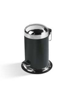 DW TE 30 Bathroom Wastebasket in Black & Polished Stainless Steel