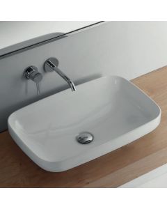 Tribeca 5143 Rectangular Ceramic Drop-in or Vessel Bathroom Sink in Glossy White, 23.6"