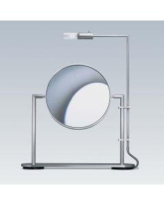 TS1 SSL Round Freestanding Double Sided Magnifying Makeup Mirror in Brushed Stainless Steel, with Light