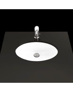 Under TP 205 Oval Ceramic Undermount Bathroom Sink in Glossy White, 22.6"