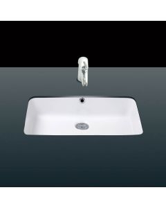 Under TP 730 Rectangular Ceramic Undermount Bathroom Sink in Glossy White, 19.7"