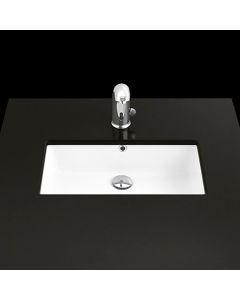 Under TP 738 Rectangular Ceramic Undermount Bathroom Sink in Glossy White, 21.9"