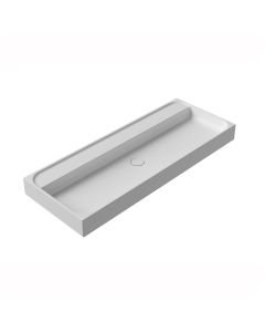 Unit Plus 120A Rectangular Trough Vessel or Wall Mounted Bathroom Sink in Glossy White, With Concealed Overflow, 47.4"