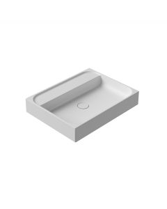 Unit Plus 60A Rectangular Vessel or Wall Mounted Bathroom Sink in Glossy White, With Concealed Overflow, 23.6"