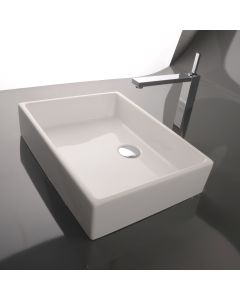 Unlimited 50A Rectangular Ceramic Vessel Bathroom Sink in Glossy White, 19.7"