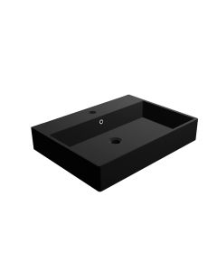 Unlimited 60 Modern Rectangular ADA Compliant Vessel or Wall Mounted Bathroom Sink in Matte Black, 23.6"