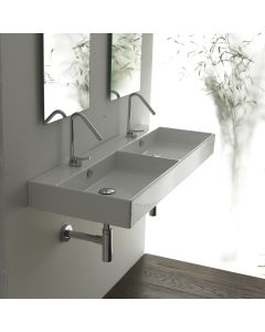 Unlimited 120 Rectangular ADA Compliant Double Vessel or Wall Mounted Bathroom Sink, 47.2"