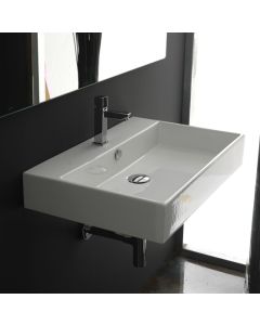 Unlimited 60 Modern Rectangular ADA Compliant Vessel or Wall Mounted Bathroom Sink, 23.6"