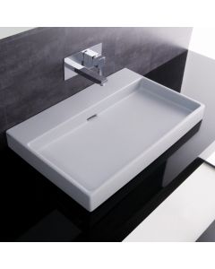 Urban 70 Modern Rectangular ADA Compliant Vessel or Wall Mounted Bathroom Sink in Glossy White, 27.6"
