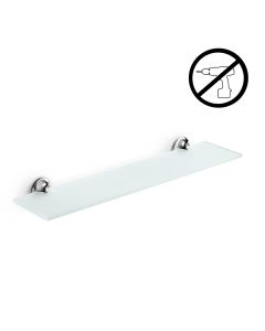 Venessia 52932.29+5276-79.81G Wall Mounted Frosted Glass Adhesive Bathroom Shelf, Polished Chrome