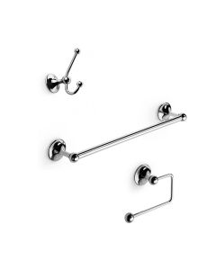 Venessia 52990 Classical Bathroom Hardware Accessory Set in Polished Chrome, Includes Towel Bar, Toilet Paper Holder, and Set of Bathroom Hooks