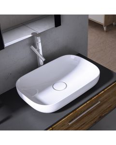 Vision 6260 Ceramic Vessel Bathroom Sink in Glossy White, 23.8"