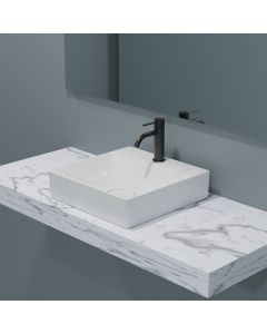 Vision 6440 Square Ceramic Vessel Bathroom Sink in Glossy White, 15.9"