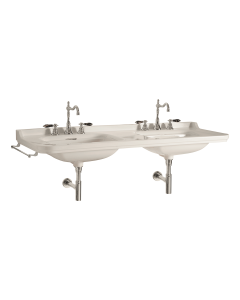 Waldorf 4143 Classical Ceramic Double Wall Mounted Bathroom Sink, 59.1"