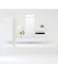 Waterstone 64.55.04.321 Rectangular Solid Surface Wall Mounted Bathroom Sink in Velvet White, 39.4"