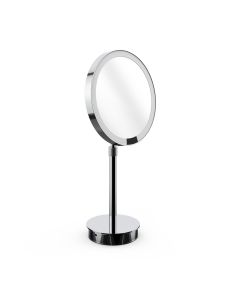 Smile 90 Round Freestanding Height Adjustable LED Lighted Magnifying Mirror, Face Sensor, Rechargeable Battery, 5x Magnification